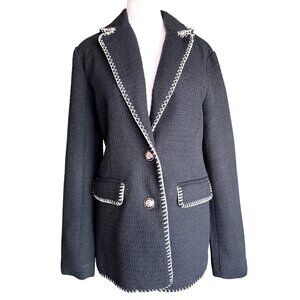 7 For All Mankind Dress Blazer Size Medium Crest Shank Buttons Black Formal 7FAM